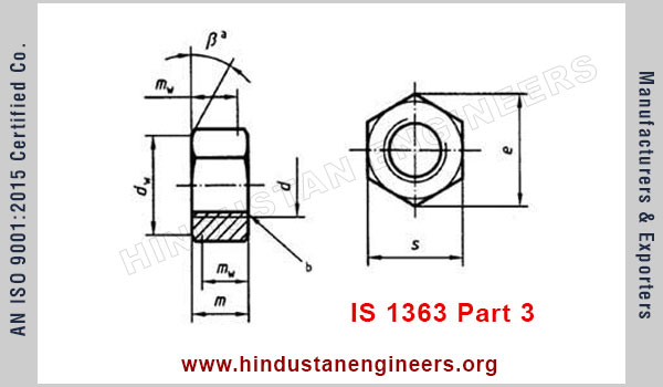 IS 1363 Part 3 Hex Nuts